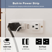 Lit escamotable blanc moderne et minimaliste de 157 cm avec prises électriques
