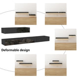 240 cm Modern Minimalist Black TV Stand Wall-Mounted And Freely Arranged TV Stand With LED