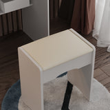 Coiffeuse moderne blanche/noire de 89,9 cm avec miroir coulissant, 4 tiroirs, étagères et tabouret rembourré