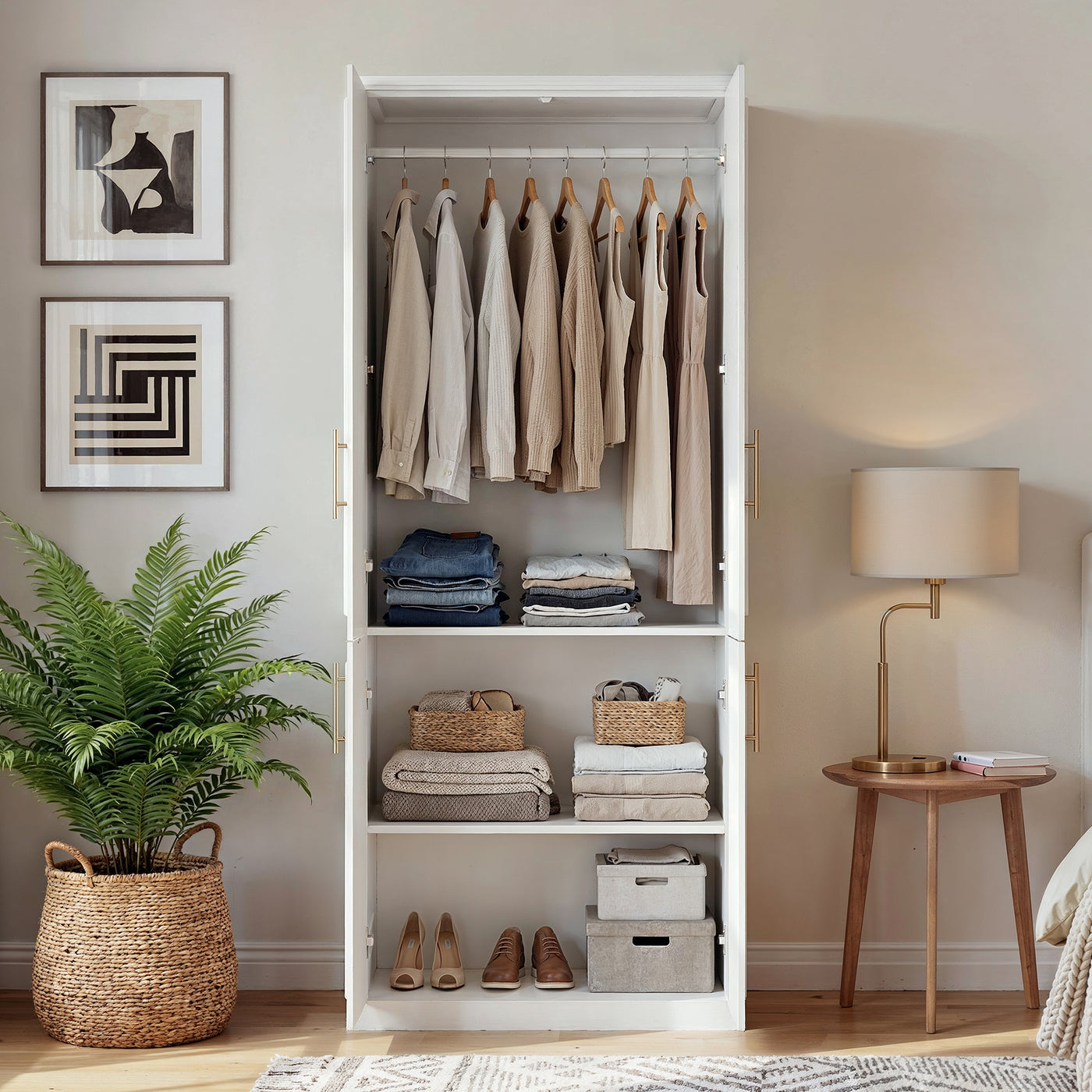 81 cm Modern White 4-Door Armoire