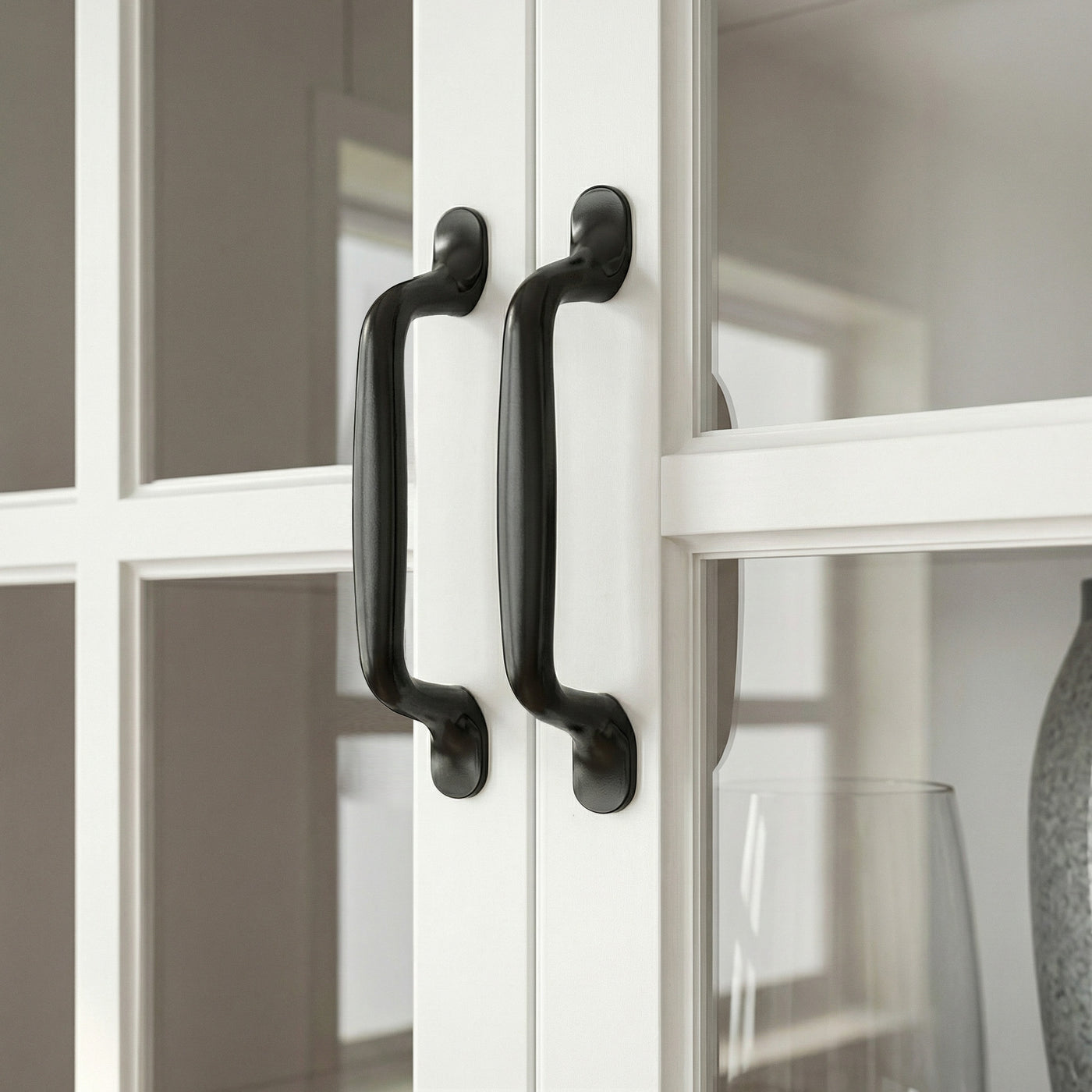 160 cm Modern White 2-Drawer Bookcase with Glass Doors