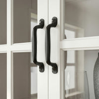 160 cm Modern White 2-Drawer Bookcase with Glass Doors