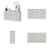 Commode moderne blanche/grise de 180 cm avec 9 tiroirs