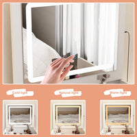 Coiffeuse moderne blanche de 47,5 cm avec lumières et miroir rabattable