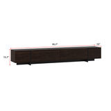 243 cm Modern Rustic Dark Brown Entertainment Center with 4 Pull-Down Doors