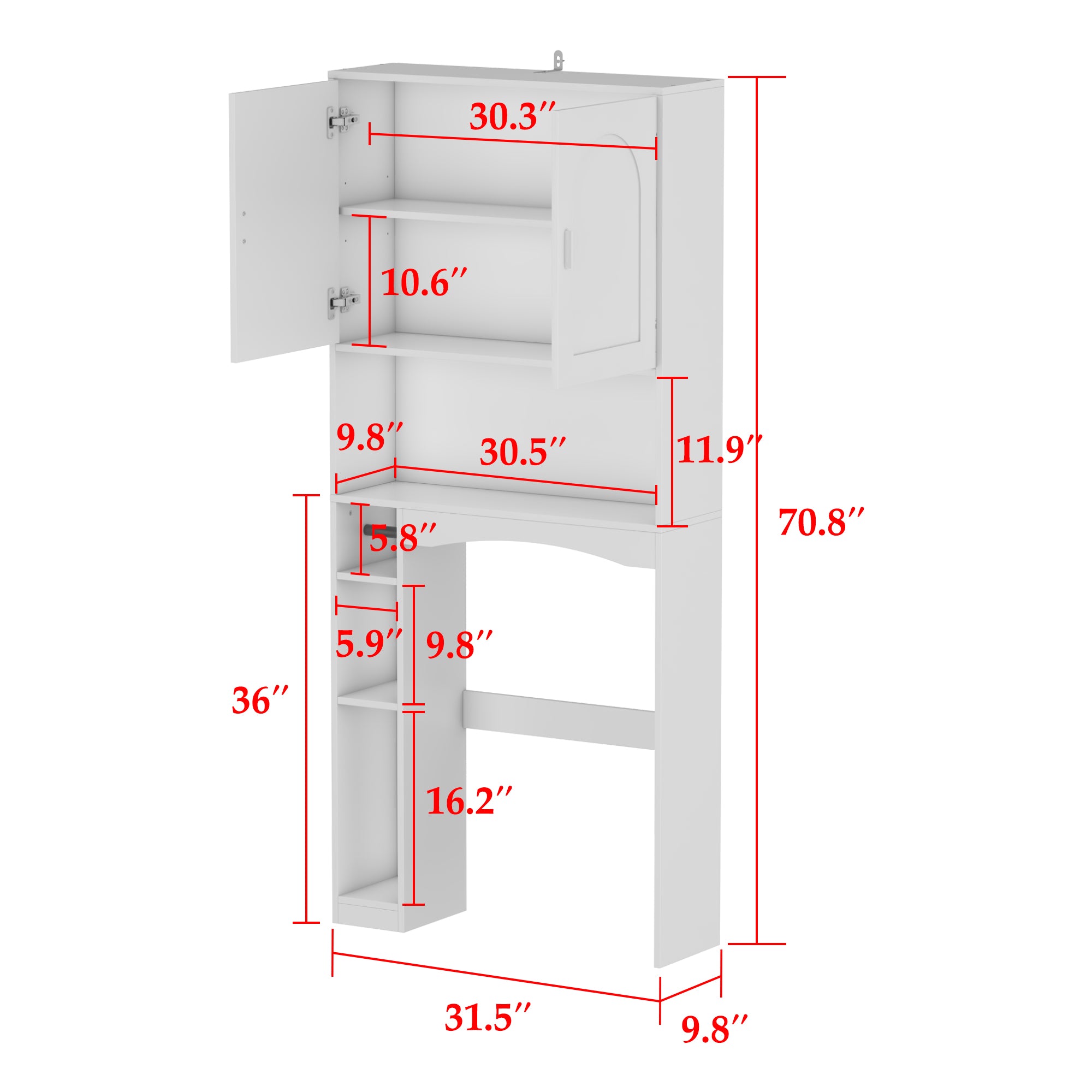 80 cm Modern White Toilet Storage with Tissue Holder