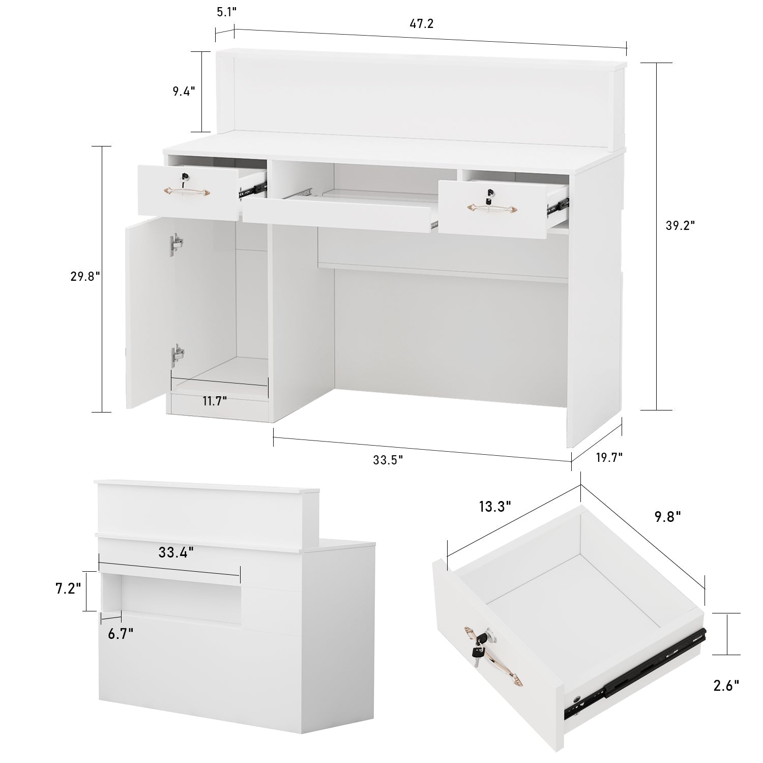 Modern Reception Desk Counter Desk with LED Lighting for Hall Entrance