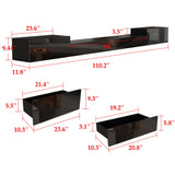 280 cm Modern Minimalist Black TV Stand Floating High Gloss TV Stand With LED Light