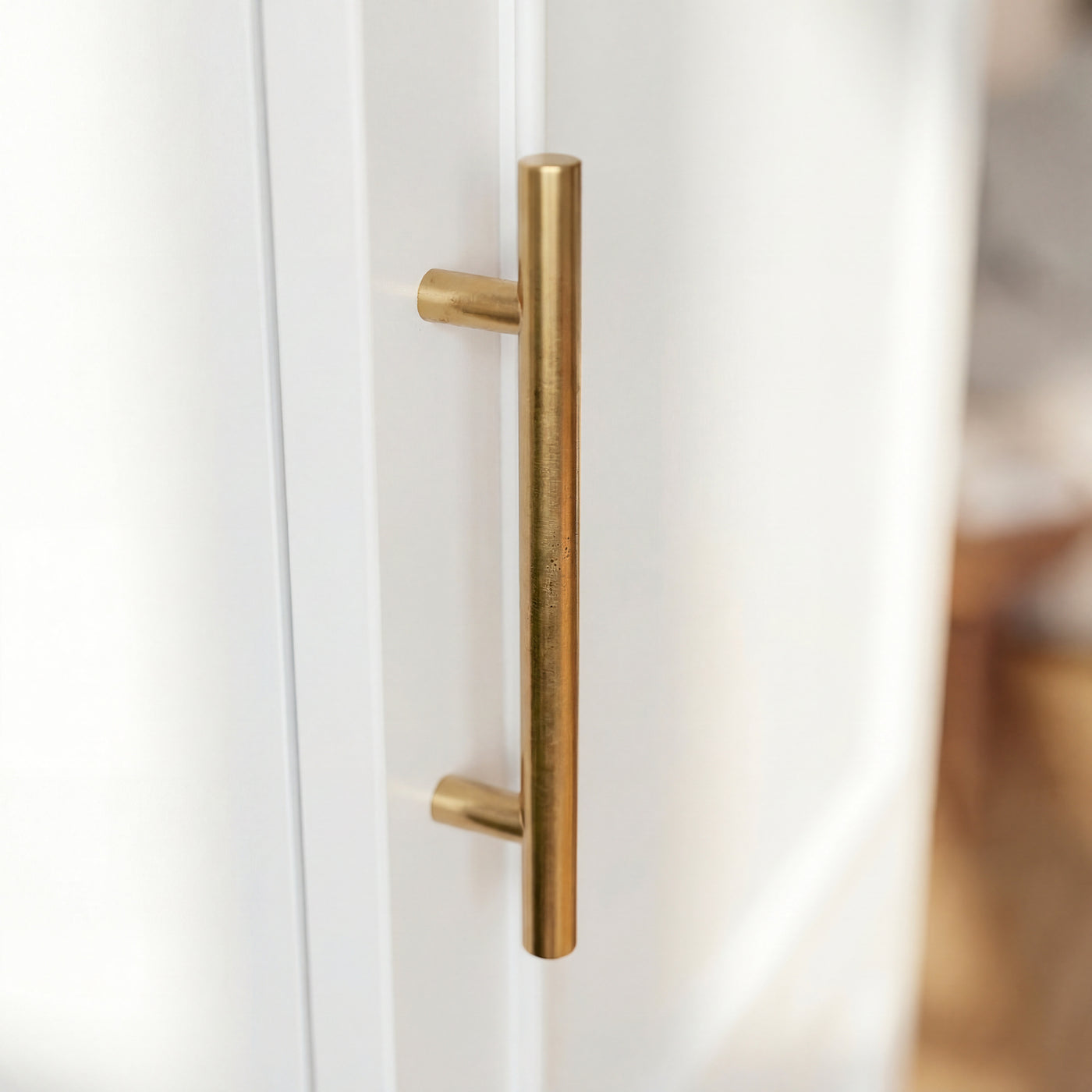 40 cm Modern White Compact Wardrobe with Dual Doors, Golden Handles and Multiple Storage Sections