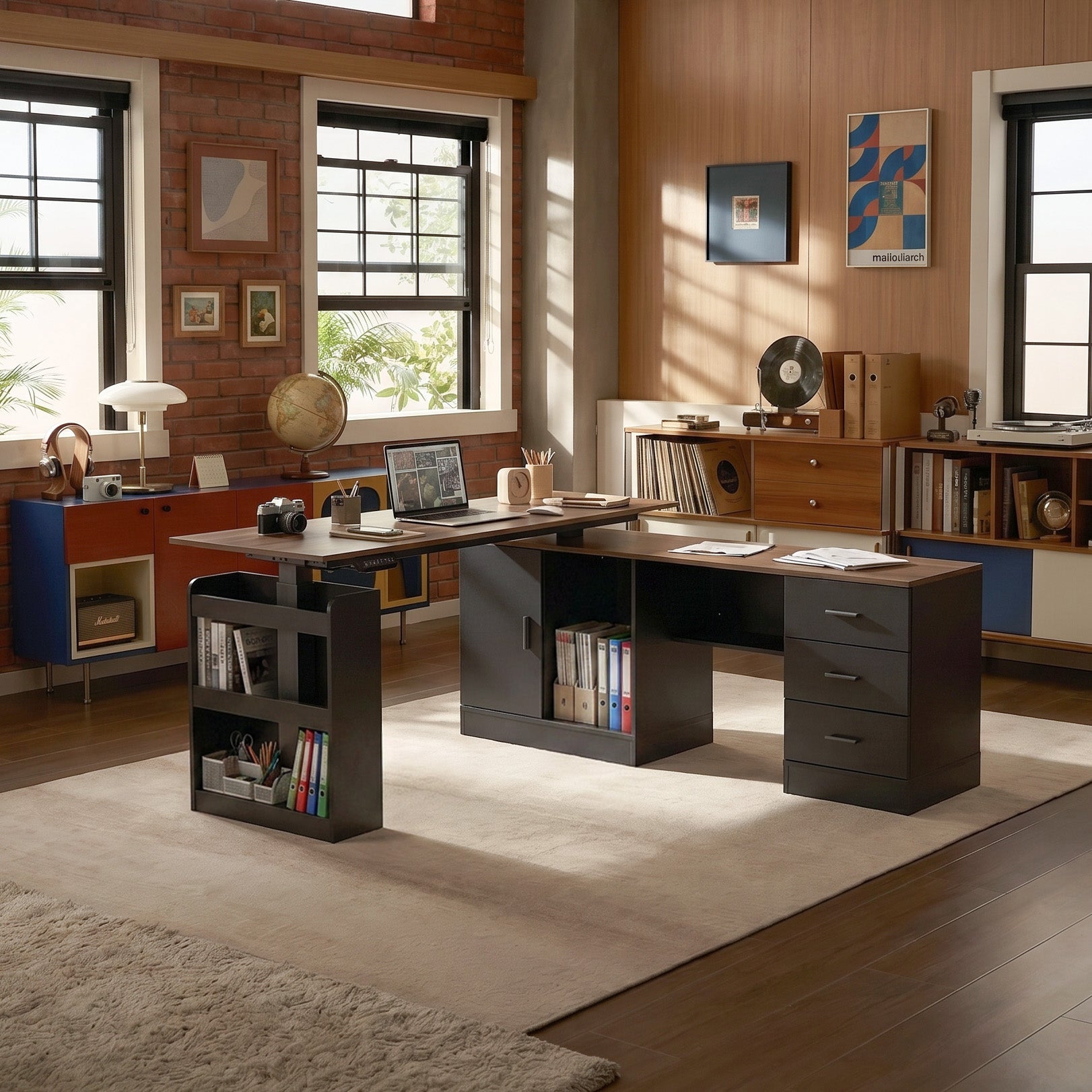 160 cm Modern Oak/Brown Standing Desk with Memory Preset Controller