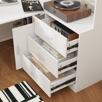 Bureau d'ordinateur élévateur blanc moderne de 174 cm avec bibliothèque