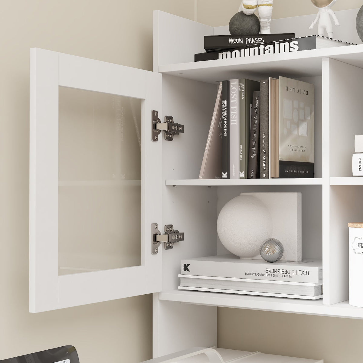 Bureau d'ordinateur élévateur blanc moderne de 174 cm avec bibliothèque