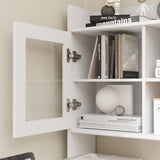 174 cm Modern White Standing Desk with Bookcase